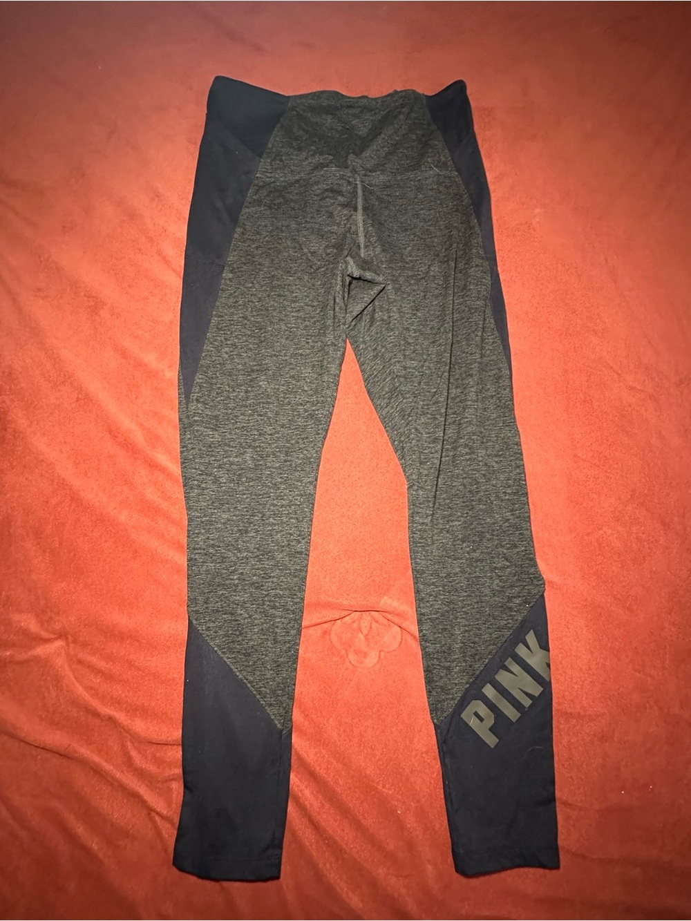 PINK Victoria's Secret Green &Black Colorblock Womens Leggings with Logo